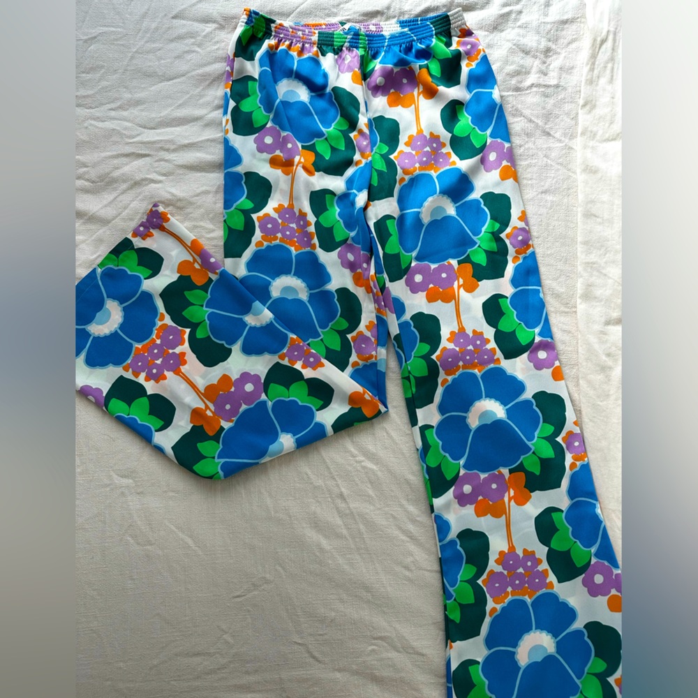 Zara Floral Printed Multicolored Wide Leg Trouser Pants